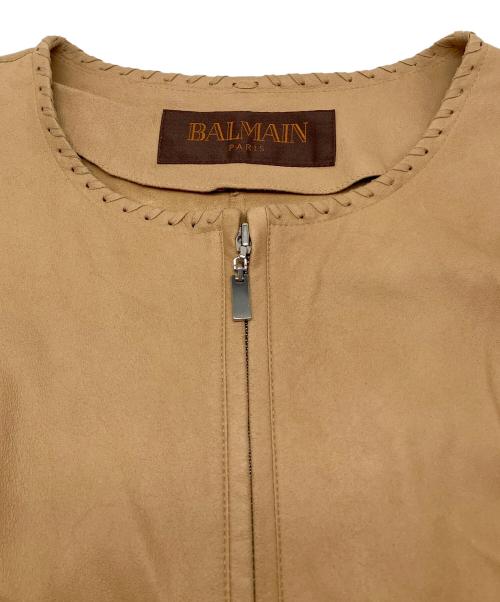 BALMAIN（バルマン）BALMAIN (バルマン) ゴートレザージャケット ブラウン サイズ:9の古着・服飾アイテム