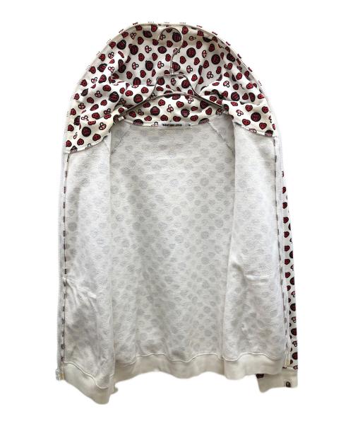 A BATHING APE（ア ベイシング エイプ）A BATHING APE (ア ベイシング エイプ) ジップパーカー　Y2K ホワイト×レッド サイズ:Mの古着・服飾アイテム