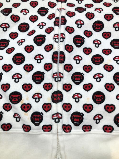 A BATHING APE（ア ベイシング エイプ）A BATHING APE (ア ベイシング エイプ) ジップパーカー　Y2K ホワイト×レッド サイズ:Mの古着・服飾アイテム