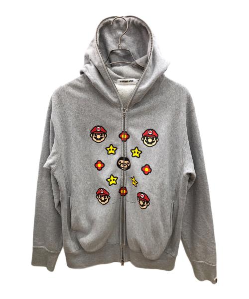 A BATHING APE（ア ベイシング エイプ）A BATHING APE (ア ベイシング エイプ) スーパーマリオ (スーパーマリオ) ジップパーカー グレー サイズ:Mの古着・服飾アイテム