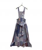 freadaフリーダ）の古着「ノースリーブ・キャミソールワンピース　パッチワークエプロンドレス」｜パープル