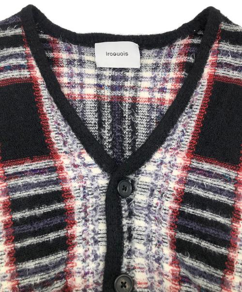 IROQUOIS（イロコイ）IROQUOIS (イロコイ) 厚手カーディガン　WARP THREAD CHECK KNIT CARDIGAN マルチカラー サイズ:2の古着・服飾アイテム