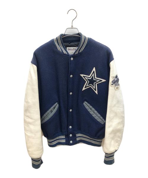 DeLong（デロング）DeLong (デロング) 90sスタジャン　古着 ネイビー×ホワイト サイズ:Ⅿの古着・服飾アイテム