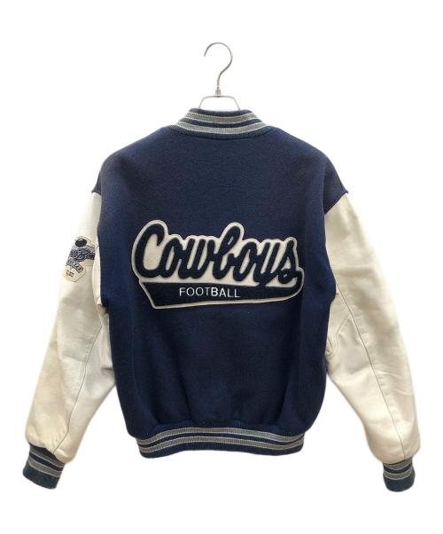 DeLong（デロング）DeLong (デロング) 90sスタジャン　古着 ネイビー×ホワイト サイズ:Ⅿの古着・服飾アイテム