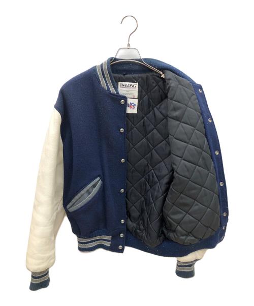 DeLong（デロング）DeLong (デロング) 90sスタジャン　古着 ネイビー×ホワイト サイズ:Ⅿの古着・服飾アイテム