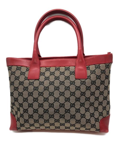 GUCCI（グッチ）GUCCI (グッチ) トートバッグ ベージュ×レッドの古着・服飾アイテム