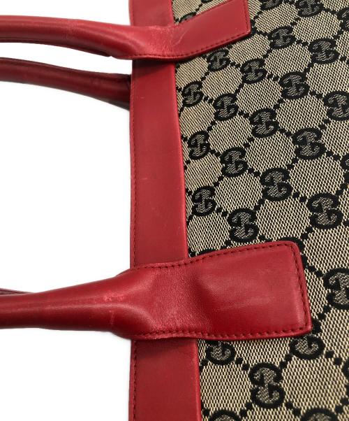 GUCCI（グッチ）GUCCI (グッチ) トートバッグ ベージュ×レッドの古着・服飾アイテム