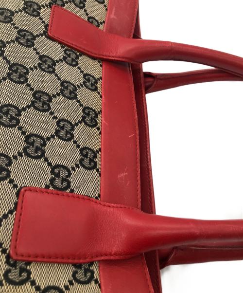 GUCCI（グッチ）GUCCI (グッチ) トートバッグ ベージュ×レッドの古着・服飾アイテム