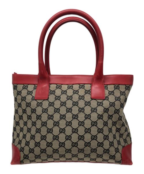 GUCCI（グッチ）GUCCI (グッチ) トートバッグ ベージュ×レッドの古着・服飾アイテム