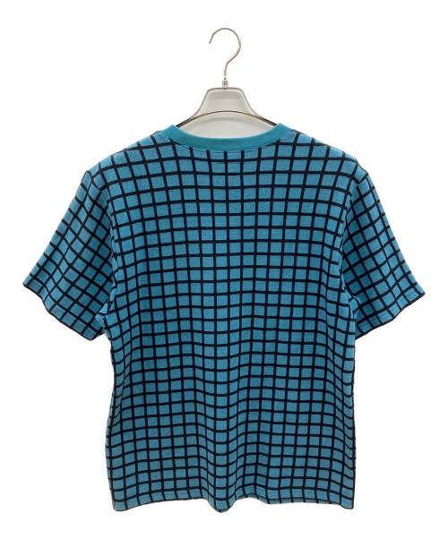 SUPREME（シュプリーム）SUPREME (シュプリーム) 半袖カットソー 19SS Grid Jacquard S/S ブルー×ブラック サイズ:Lの古着・服飾アイテム