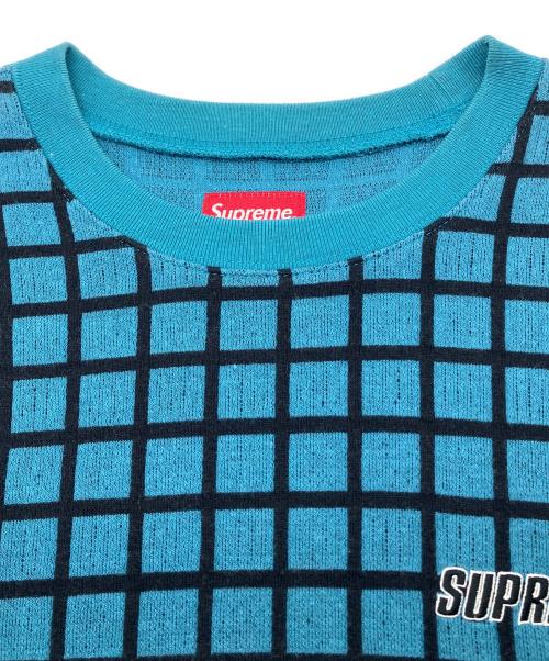SUPREME（シュプリーム）SUPREME (シュプリーム) 半袖カットソー 19SS Grid Jacquard S/S ブルー×ブラック サイズ:Lの古着・服飾アイテム