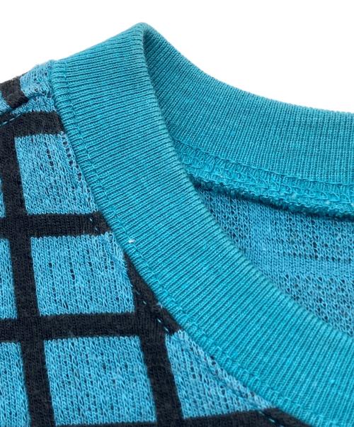 SUPREME（シュプリーム）SUPREME (シュプリーム) 半袖カットソー 19SS Grid Jacquard S/S ブルー×ブラック サイズ:Lの古着・服飾アイテム