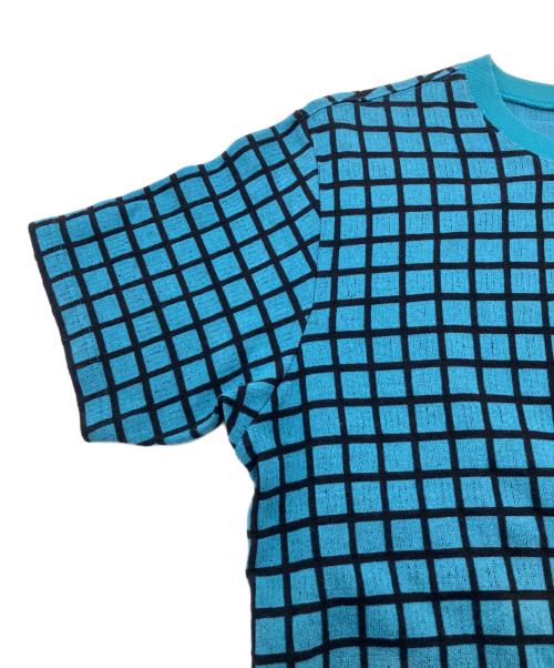 SUPREME（シュプリーム）SUPREME (シュプリーム) 半袖カットソー 19SS Grid Jacquard S/S ブルー×ブラック サイズ:Lの古着・服飾アイテム