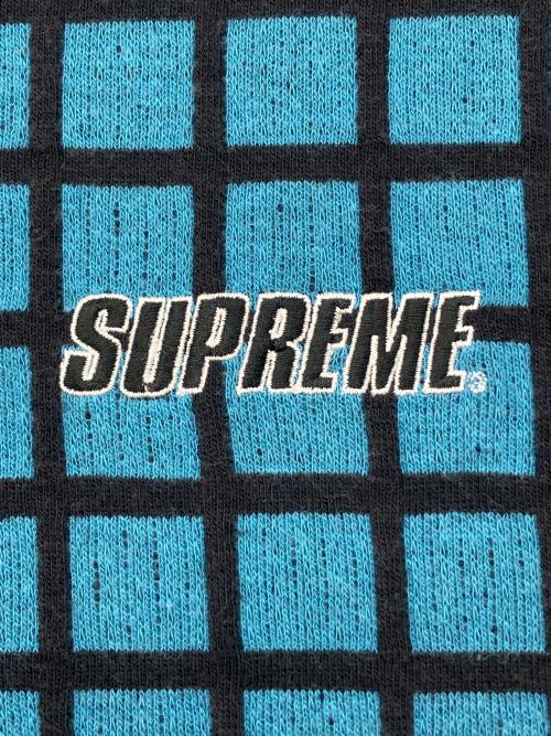 SUPREME（シュプリーム）SUPREME (シュプリーム) 半袖カットソー 19SS Grid Jacquard S/S ブルー×ブラック サイズ:Lの古着・服飾アイテム