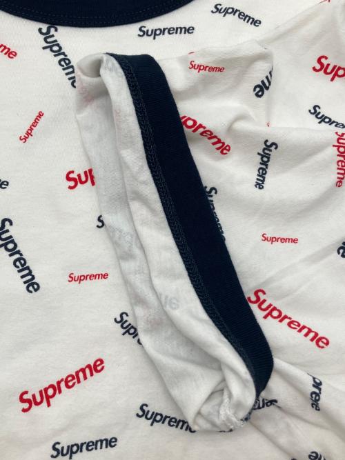 SUPREME（シュプリーム）SUPREME (シュプリーム) 半袖カットソー　総柄 ホワイト×ネイビー サイズ:Lの古着・服飾アイテム