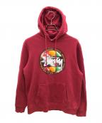 stussyステューシー）の古着「プルオーバーパーカー」｜レッド