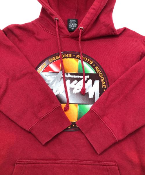 stussy（ステューシー）stussy (ステューシー) プルオーバーパーカー レッド サイズ:Ｍの古着・服飾アイテム