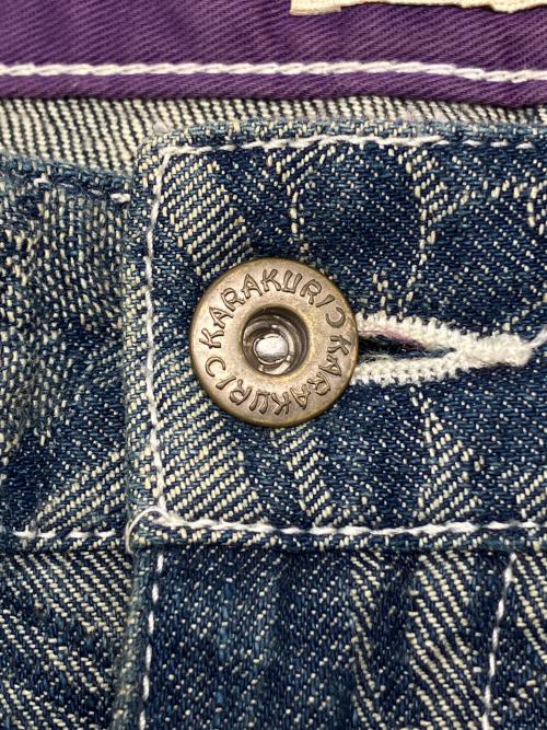 絡繰魂（カラクリダマシイ）絡繰魂 (カラクリタマシイ) 刺繍デニムハーフパンツ インディゴ サイズ:40の古着・服飾アイテム