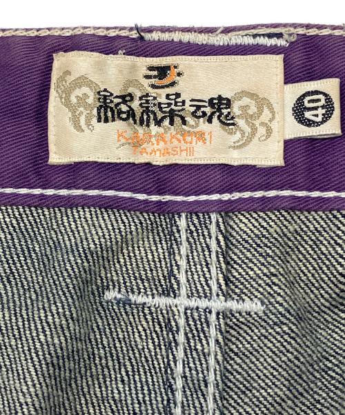 絡繰魂（カラクリダマシイ）絡繰魂 (カラクリタマシイ) 刺繍デニムハーフパンツ インディゴ サイズ:40の古着・服飾アイテム