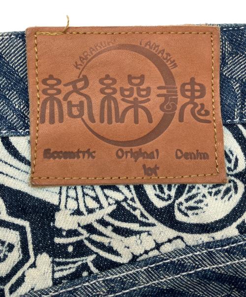 絡繰魂（カラクリダマシイ）絡繰魂 (カラクリタマシイ) 刺繍デニムハーフパンツ インディゴ サイズ:40の古着・服飾アイテム