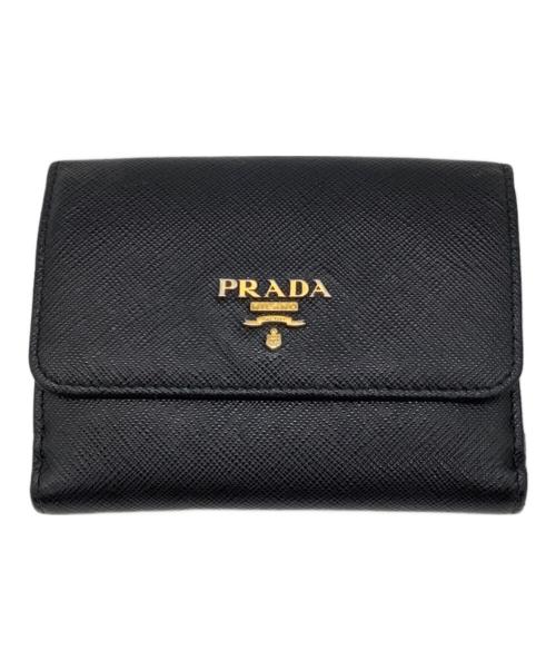 PRADA（プラダ）PRADA (プラダ) 3つ折り財布 ブラックの古着・服飾アイテム