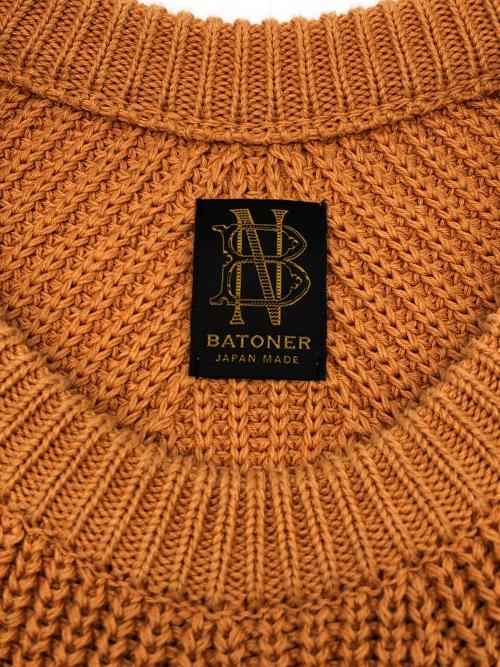 BATONER（バトナ―）BATONER (バトナ―) 厚手ニット コットンシグニチャークルーネック オレンジ サイズ:1の古着・服飾アイテム