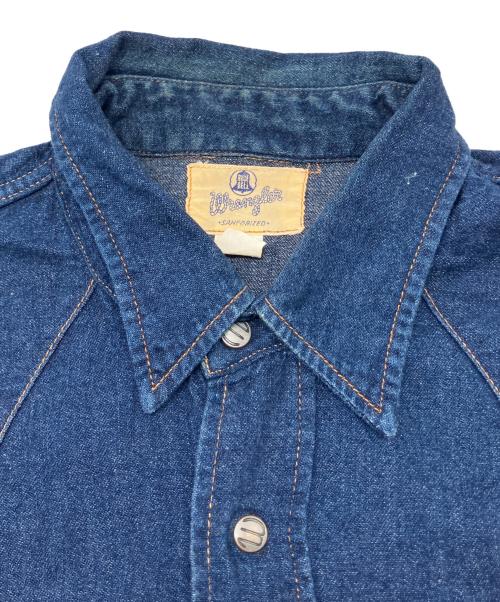 Wrangler（ラングラー）Wrangler (ラングラー) デニムウエスタンシャツ　復刻白タグ ネイビー サイズ:15-16の古着・服飾アイテム