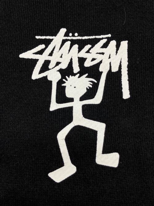 stussy（ステューシー）stussy (ステューシー) プルオーバーパーカー ブラック×ホワイト サイズ:Ｍの古着・服飾アイテム