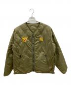BEAMS Lights×TAIONビームスライト×タイオン）の古着「ダウンジャケット ベトジャン リバーシブル インナーダウン 刺繍装飾 2023年モデル」｜カーキ