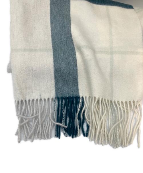 elegancese（エレガンセーゼ）elegancese (エレガンセーゼ) カシミヤストール ホワイト×グリーンの古着・服飾アイテム