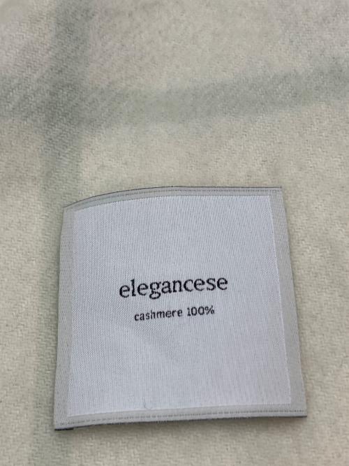 elegancese（エレガンセーゼ）elegancese (エレガンセーゼ) カシミヤストール ホワイト×グリーンの古着・服飾アイテム
