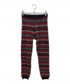 Hysteric Glamourヒステリックグラマー）の古着「ニットレギンス　HYSTERIC NORDIC柄ジャカード レギンス」｜ブラック×レッド