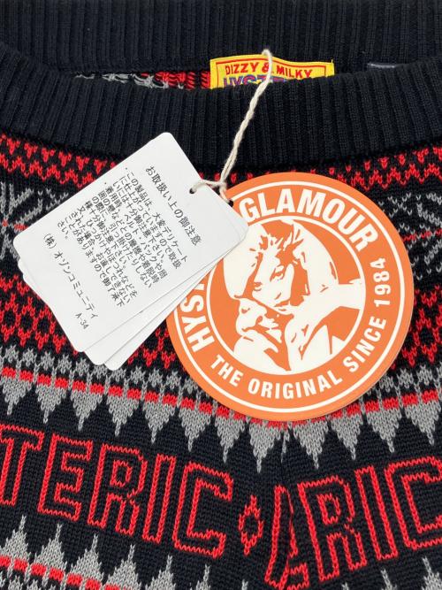Hysteric Glamour（ヒステリックグラマー）Hysteric Glamour (ヒステリックグラマー) ニットレギンス　HYSTERIC NORDIC柄ジャカード レギンス ブラック×レッド サイズ:Free 未使用品の古着・服飾アイテム