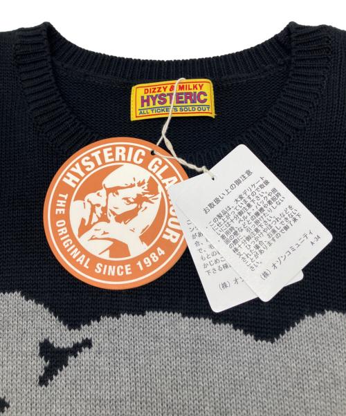 Hysteric Glamour（ヒステリックグラマー）Hysteric Glamour (ヒステリックグラマー) 厚手ニットワンピース　GUMI BEARジャカード ワンピース　24AW ブラック サイズ:FREE 未使用品の古着・服飾アイテム