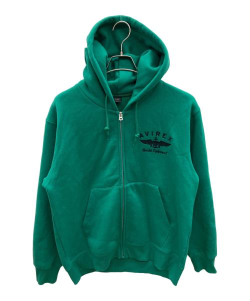 AVIREX（アヴィレックス）AVIREX (アヴィレックス) ジップパーカー グリーン サイズ:Lの古着・服飾アイテム