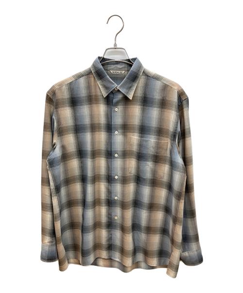AURALEE（オーラリー）AURALEE (オーラリー) 長袖シャツ　SUPER LIGHT WOOL CHECK SHIRTS グレー×ブラウン サイズ:3の古着・服飾アイテム