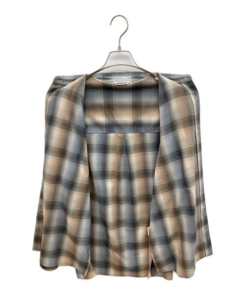 AURALEE（オーラリー）AURALEE (オーラリー) 長袖シャツ　SUPER LIGHT WOOL CHECK SHIRTS グレー×ブラウン サイズ:3の古着・服飾アイテム
