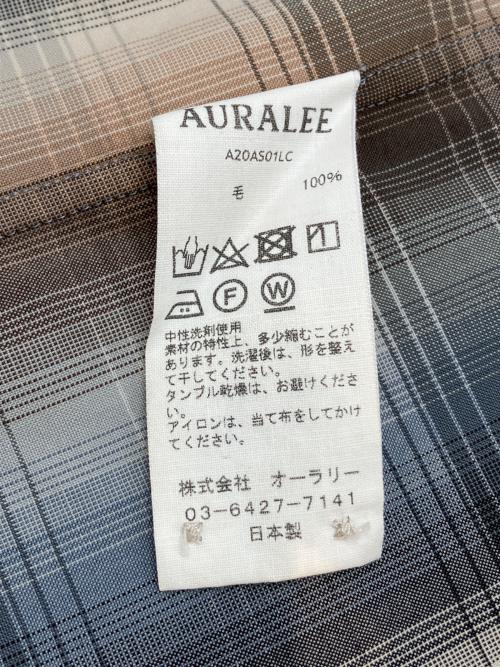 AURALEE（オーラリー）AURALEE (オーラリー) 長袖シャツ　SUPER LIGHT WOOL CHECK SHIRTS グレー×ブラウン サイズ:3の古着・服飾アイテム
