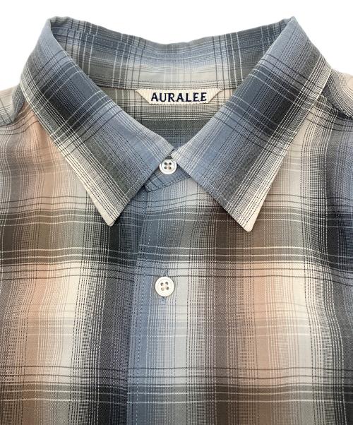 AURALEE（オーラリー）AURALEE (オーラリー) 長袖シャツ　SUPER LIGHT WOOL CHECK SHIRTS グレー×ブラウン サイズ:3の古着・服飾アイテム