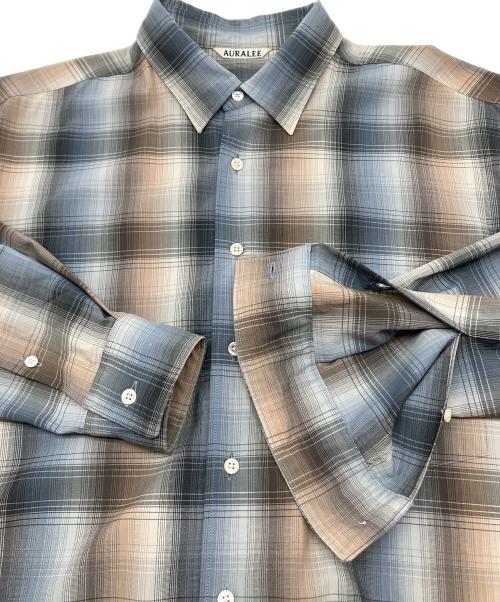 AURALEE（オーラリー）AURALEE (オーラリー) 長袖シャツ　SUPER LIGHT WOOL CHECK SHIRTS グレー×ブラウン サイズ:3の古着・服飾アイテム
