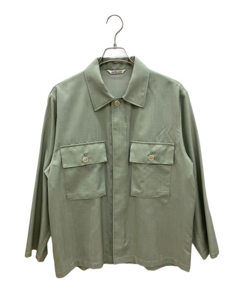 AURALEE（オーラリー）AURALEE (オーラリー) 長袖シャツ 2025SSモデル WOOL HERRINGBONE OVER SHIRT グリーン サイズ:3の古着・服飾アイテム