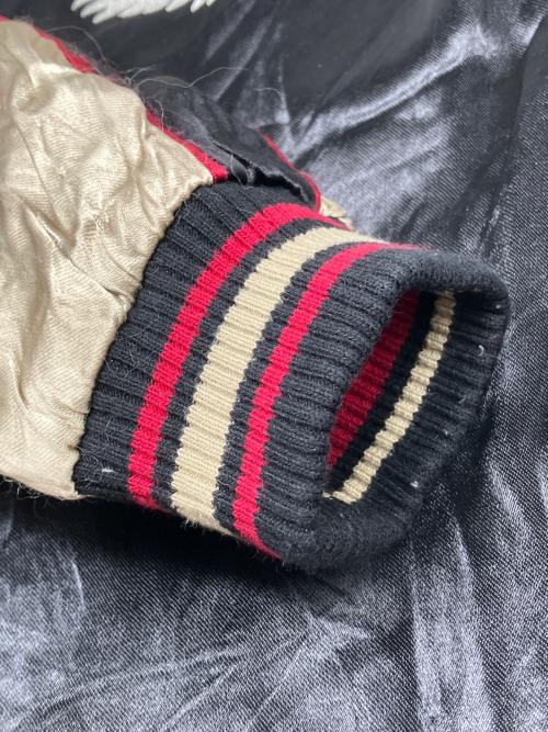 花旅楽団（ハナタビガクダン）花旅楽団 (ハナタビガクダン) リバーシブルスカジャン 虎 ブラック×グレージュ サイズ:XLの古着・服飾アイテム