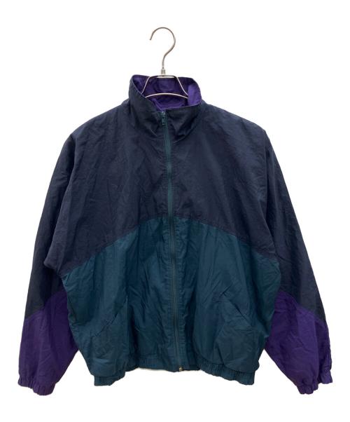 LAND'S END（ランズエンド）LAND'S END (ランズエンド) 90sナイロンジャケット　古着 ネイビー×グリーン×パープル サイズ:Ｍの古着・服飾アイテム