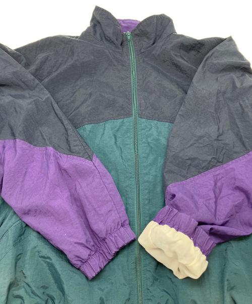 LAND'S END（ランズエンド）LAND'S END (ランズエンド) 90sナイロンジャケット　古着 ネイビー×グリーン×パープル サイズ:Ｍの古着・服飾アイテム