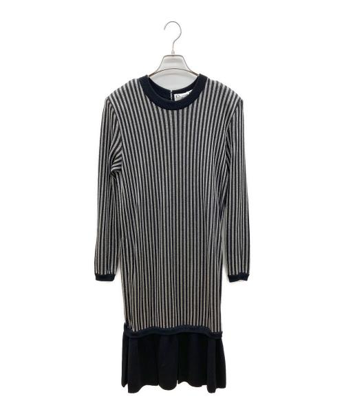 Christian Dior（クリスチャン ディオール）Christian Dior (クリスチャン ディオール) 90sニットワンピース　PRET-A-PORTER　古着 ブラック×シルバーカラー サイズ:11の古着・服飾アイテム