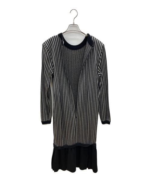 Christian Dior（クリスチャン ディオール）Christian Dior (クリスチャン ディオール) 90sニットワンピース　PRET-A-PORTER　古着 ブラック×シルバーカラー サイズ:11の古着・服飾アイテム