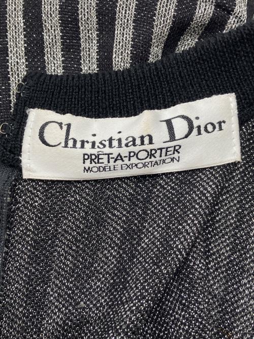 Christian Dior（クリスチャン ディオール）Christian Dior (クリスチャン ディオール) 90sニットワンピース　PRET-A-PORTER　古着 ブラック×シルバーカラー サイズ:11の古着・服飾アイテム