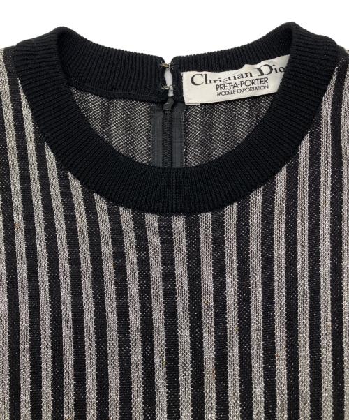 Christian Dior（クリスチャン ディオール）Christian Dior (クリスチャン ディオール) 90sニットワンピース　PRET-A-PORTER　古着 ブラック×シルバーカラー サイズ:11の古着・服飾アイテム