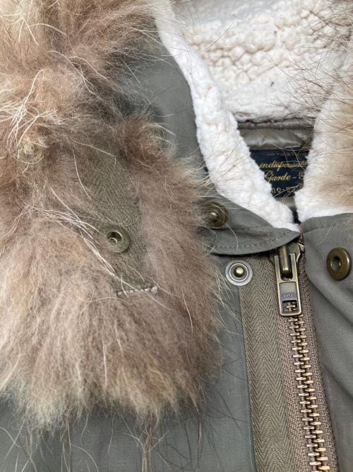 nano・universe（ナノ・ユニバース）nano・universe (ナノ・ユニバース) 西川ダウン (ニシカワダウン) リアルファーダウンモッズコート カーキ×ホワイト サイズ:38の古着・服飾アイテム