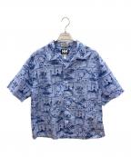 HELLY HANSEN×reyn spoonerヘリーハンセン×レイン スプナー）の古着「アロハシャツ　ベイサイドレガッタプリントシャツ」｜スカイブルー